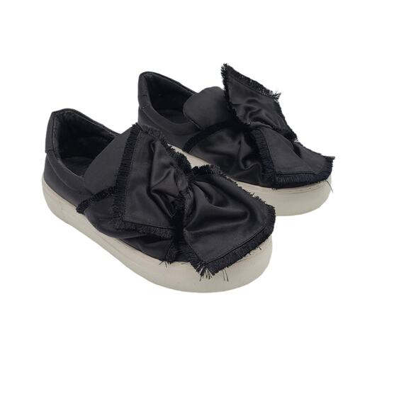 J/Slides Women's Nyc Annabelle Bow Fringe Platform Sneakers Shoes Black SZ 6 - Picture 1 of 8